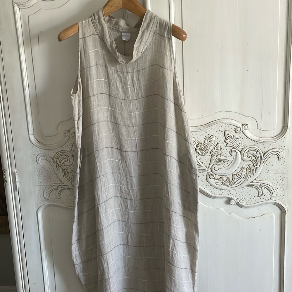 Sleeveless Beige Linen Maxi Dress - Minimalist Summer Dress
